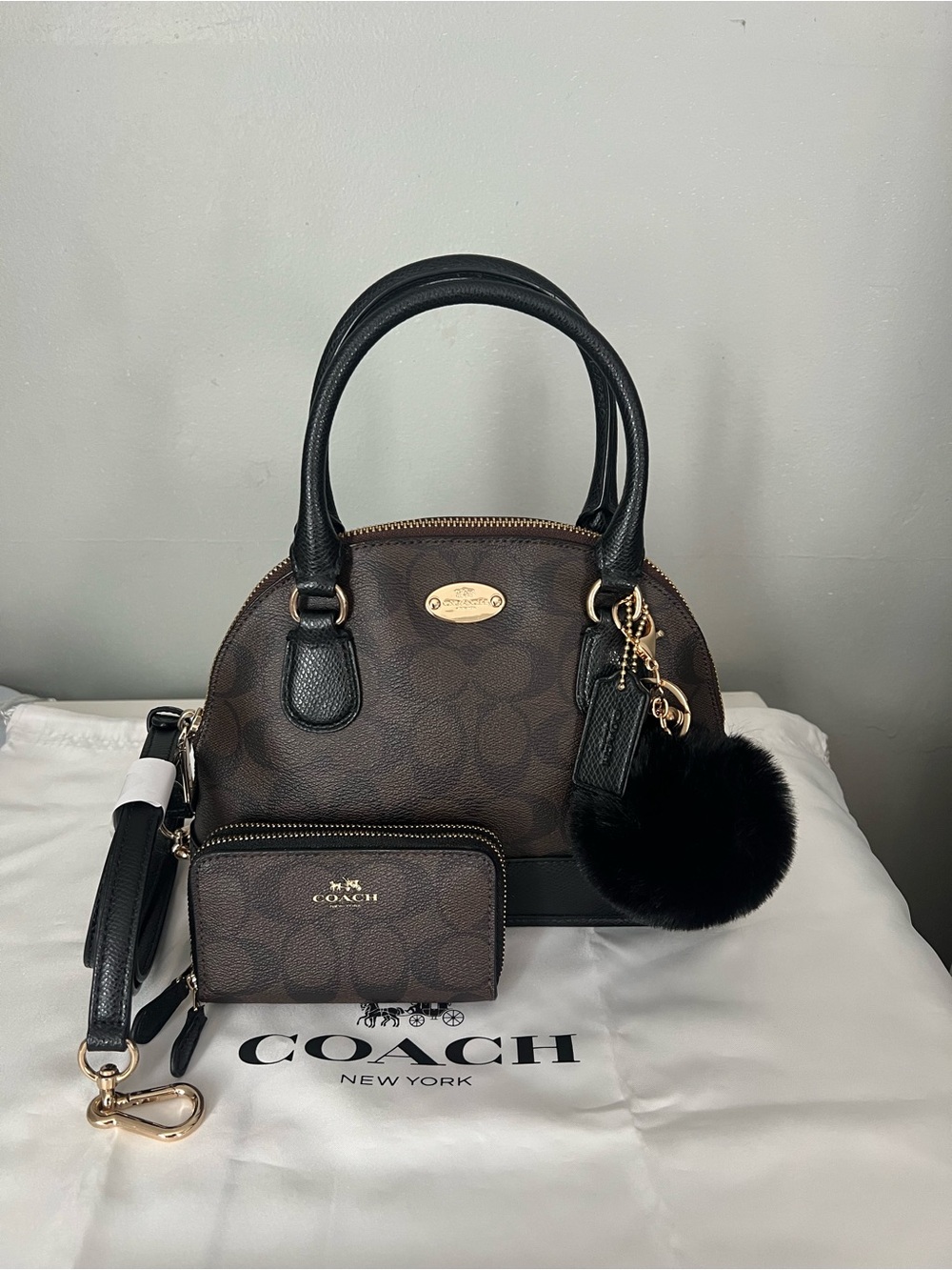 Coach Mini Cora Domed Satchel With Matching Wallet